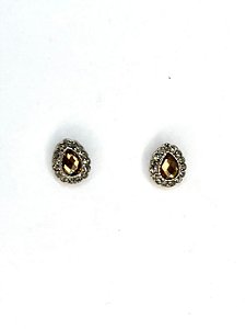 Brinco niquel com strass black diamont e gota lt colorad