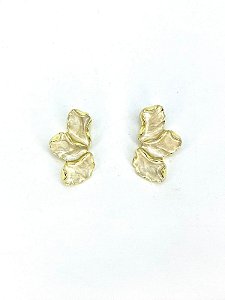 Brinco meia flor dourada esmaltada