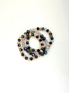 Pulseira 3v. de cristais coloridos