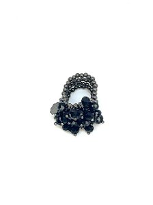 Anel 4v. grafite com cristal preto
