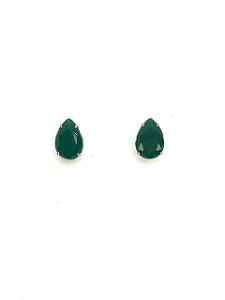 Brinco gota grafite com zirconia gota verde esmeralda