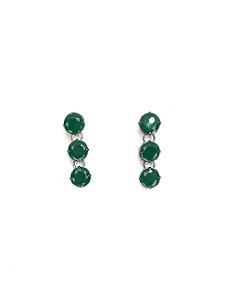 Brinco grafite com zirconia verde esmeralda