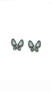 Brinco borboleta niquel com strass montana, black e cristal