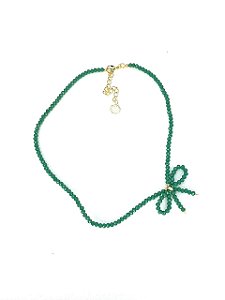 Chocker de minicristais com laço na lateral