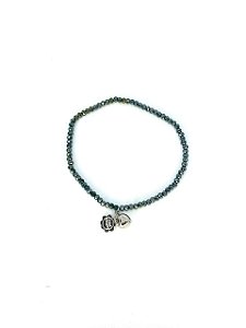 Pulseira 1v. de minicristais e pingente coração