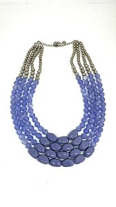 Colar 4v. de resinas azuis e abs niquel