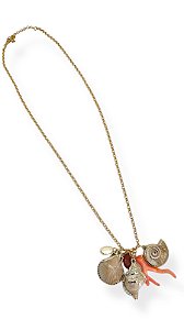 Colar 1v. corr. dourada com pingentes maritimos