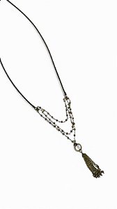 Colar 1v. de corr. rabo de rato o. velho com cristais furtacor