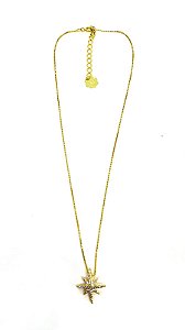Colar 1v. corr fina dourada com pingente estrela de zirconia
