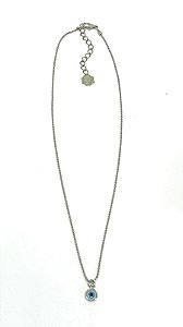 Colar 1v. corr. bolinha niquel fininha com pingente olho grego