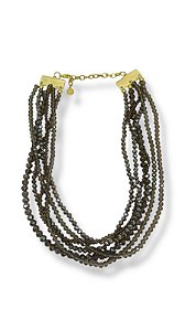 Colar 6v. curto de cristais fumê transparente e irisados