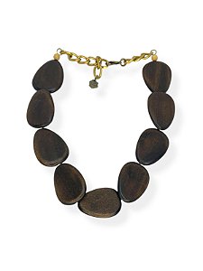 Colar 1v. de peças de madeira escura