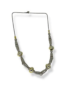 Colar 1v. corr. níquel com abs dourado e prateado