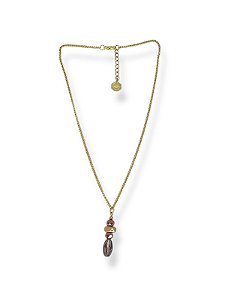 Colar 1v. curto corr. dourada com cristal rosê e entremeio dourado fosco