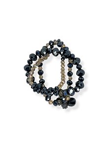 Pulseira 3v. de cristais azul noite e lt colorad