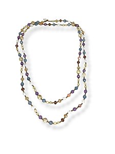 Colar 1v. comprido com missangas e cristais coloridos