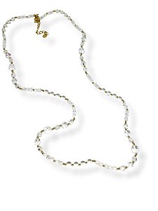 Colar 1v. comprido de cristais e porcelana transparente e furtacor