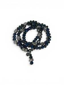 Pulseira 4v. de cristais azuis e abs níquel velho