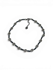 Chocker de cristais azul marinho e abs flor