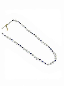 Colar 1v. de cascalho pedra da lua e cristal azul marinho