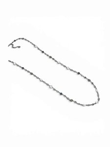 Colar 1v. comprido de cristais prata, jet hematite transparente e fumê