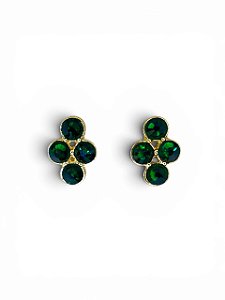 Brinco dourado com strass verde bandeira