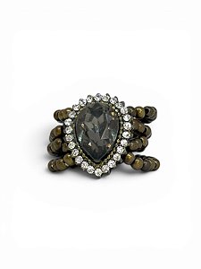 Anel 4v. o. velho com gota fumê e strass cristal