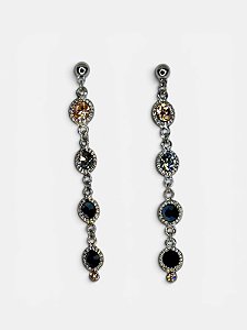 Brinco níquel com strass lt peach, black diamont, jet e jet hematite