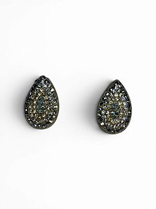 Brinco gota o. velho com strass jet hematite, black diamont e lt colorad