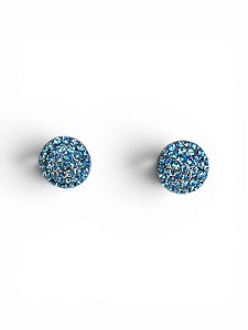 Brinco redondo niquel com strass swarovski turquoise