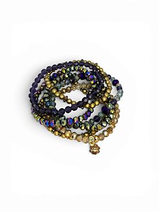 Pulseira 7v. de cristais roxos, transparente e bege com abs o. velho