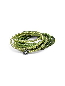 Pulseira 9v. de missangas e perolinhas verdes