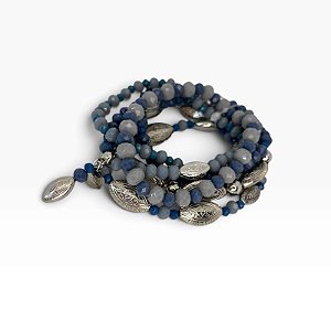 Pulseira 6v. de cristais azuis e abs niquel