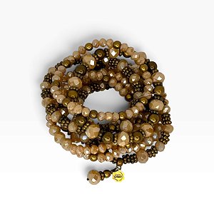Pulseira 8v. de cristais bege e abs o. velho