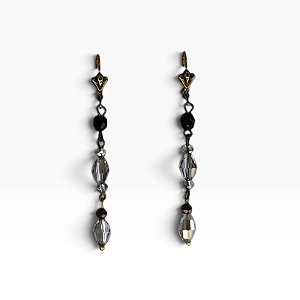 Brinco o. velho com cristal black diamont e jet hematite