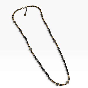 Colar 1v. comprido de cristal preto e black diamont com abs o. velho