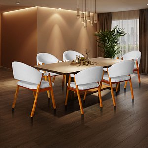 Cadeira Essencial Estofada Madeira Eucalipto Tratado Linho cinza Tecido Premium Moderna Resistente Sala Jantar Escritório