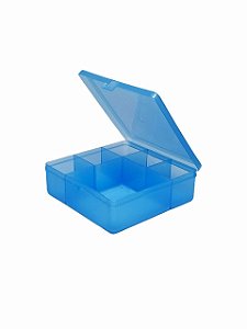 Caixa Organizadora 6 Divisorias Azul Transparente