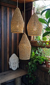 Pendentes 3 peças Palhinha tramas