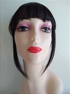 Franja Cabelo Humano com Tic Tac Preta G