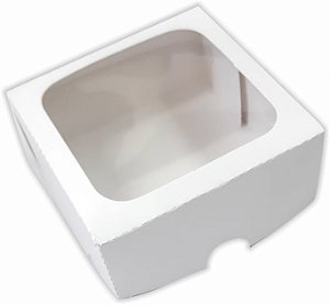 Caixa Presente Branca c/ visor "4D" 9,5x9,5x4cm - 10 un