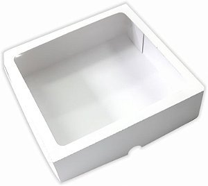 Caixa Presente Branca  c/ visor "25D" 21x20x5,5cm - 50 un