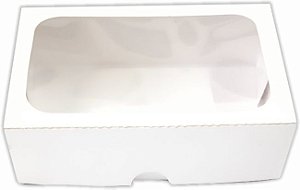 Caixa Presente Branca c/ visor "6D" 14x9,5x4cm - 50 un