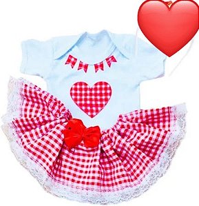 Body Festa Junina Infantil com saia