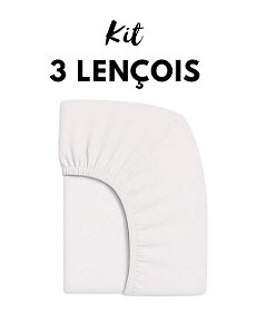 Kit 03 Lençóis Para Mini Berço Com Elástico Micro Percal 400 Fios Branco
