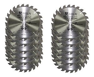 Kit 05 Disco Serra Circular 7 1/4" x 20mm com Widea nos 24 dentes para corte de Madeira, MDF, Plasticos etc