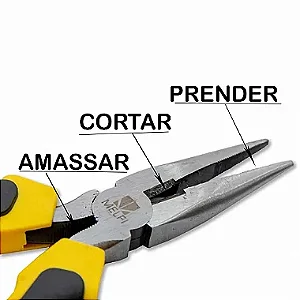 Kit 06 Alicate de Bico Meia Cana 6" Forjado em Aço 1045 Polido e Cabo Isolado e Emborrachado Melfi