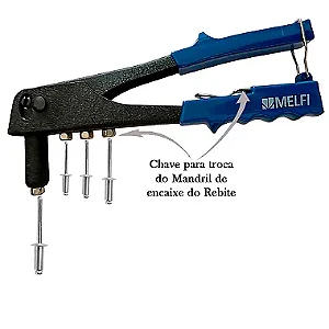 Kit 06 Alicate Rebitador 9 1/2" Manual para 4 Medidas Rebites 2,4mm - 3,2mm - 4,0mm e 4,8mm