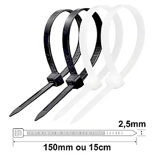 Kit 10.000 Abraçadeira de Nylon 2,5x200 mm Alta Resistência Proteção UV Uso Profissional