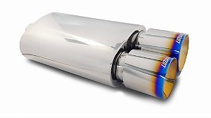 Abafador final esportivo em inox Luzian LA018 saída dupla 3,5"